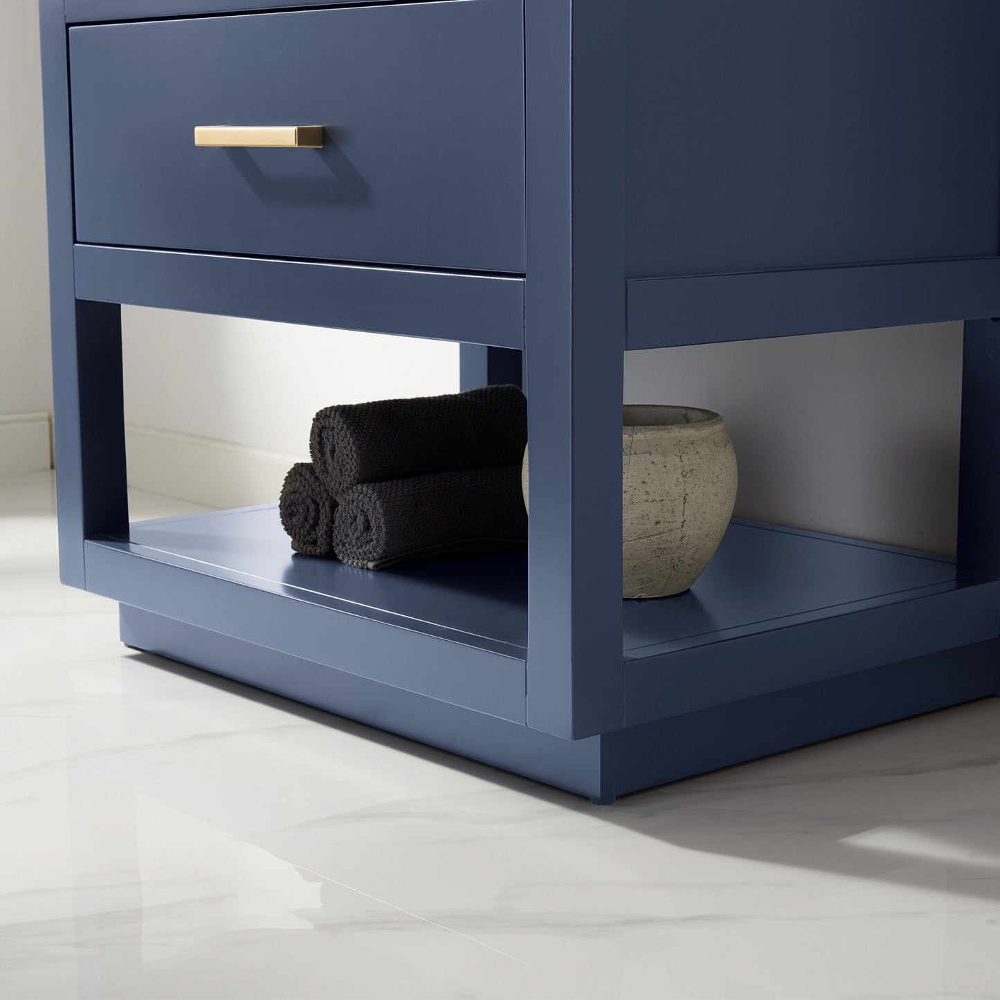 Remi 30" Single Bathroom Vanity Set in Royal Blue and Carrara White Marble Countertop with Mirror
