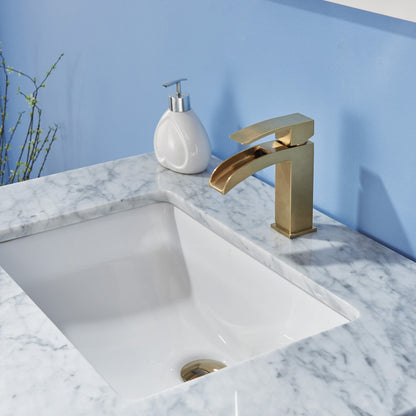 Remi 30" Single Bathroom Vanity Set in White and Carrara White Marble Countertop with Mirror