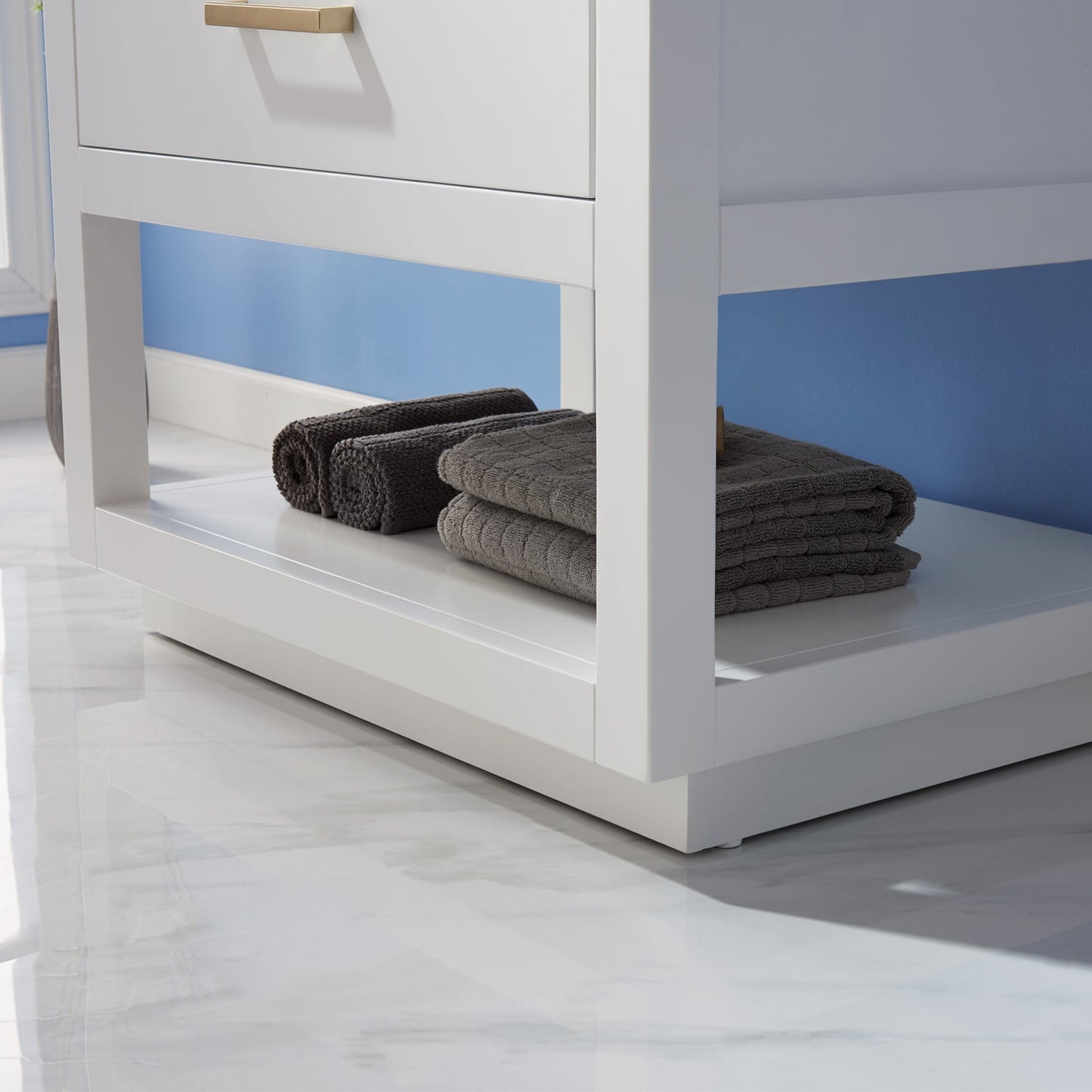 Remi 30" Single Bathroom Vanity Set in White and Carrara White Marble Countertop with Mirror