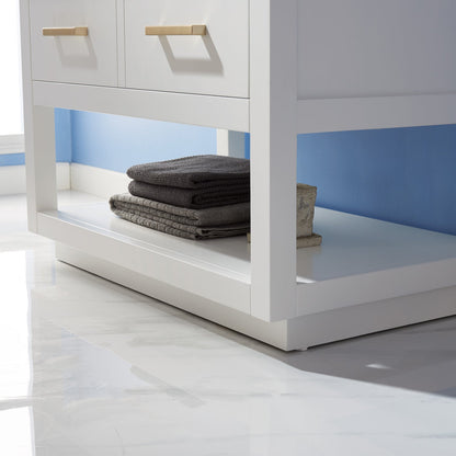 Remi 36" Single Bathroom Vanity Set in White and Carrara White Marble Countertop without Mirror