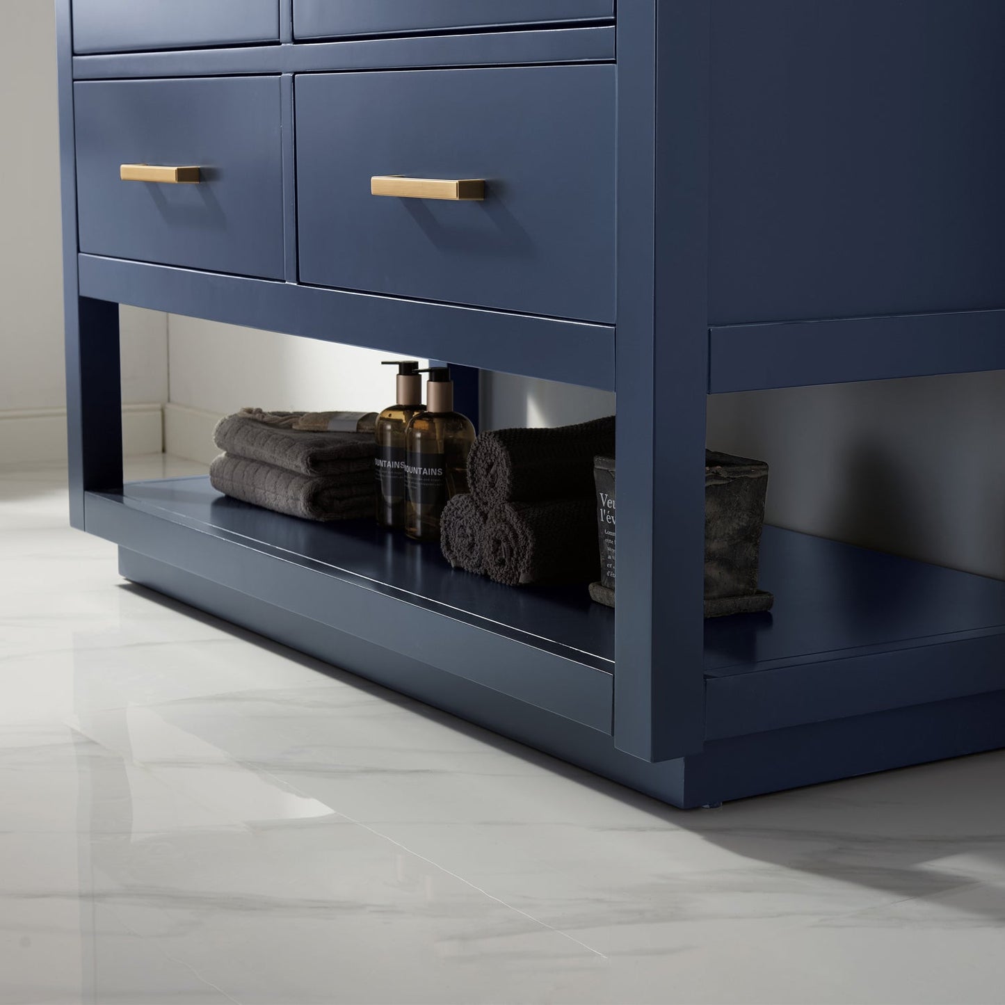 Remi 48" Single Bathroom Vanity Set in Royal Blue and Carrara White Marble Countertop with Mirror