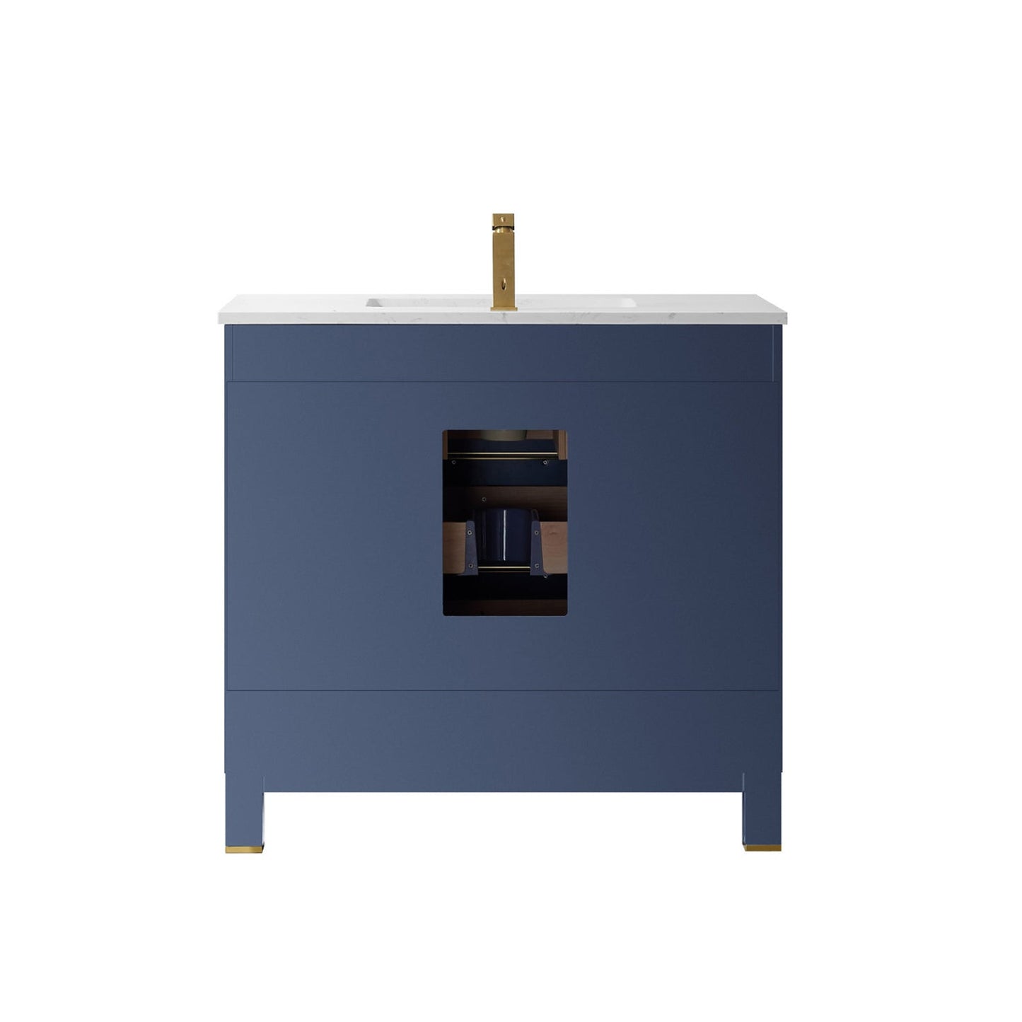 Jackson 36" Single Bathroom Vanity Set in Royal Blue and Aosta White Engineered Stone Countertop without Mirror