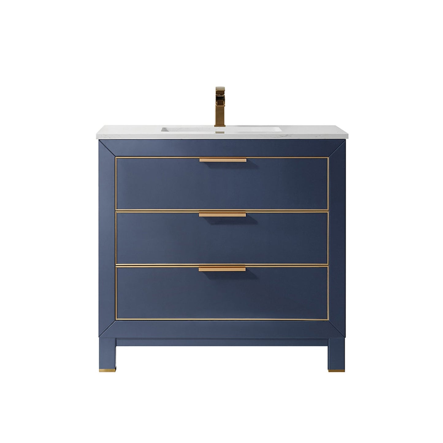 Jackson 36" Single Bathroom Vanity Set in Royal Blue and Aosta White Engineered Stone Countertop without Mirror