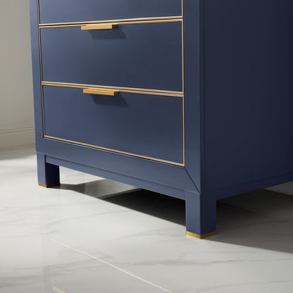 Jackson 36" Single Bathroom Vanity Set in Royal Blue and Aosta White Engineered Stone Countertop without Mirror