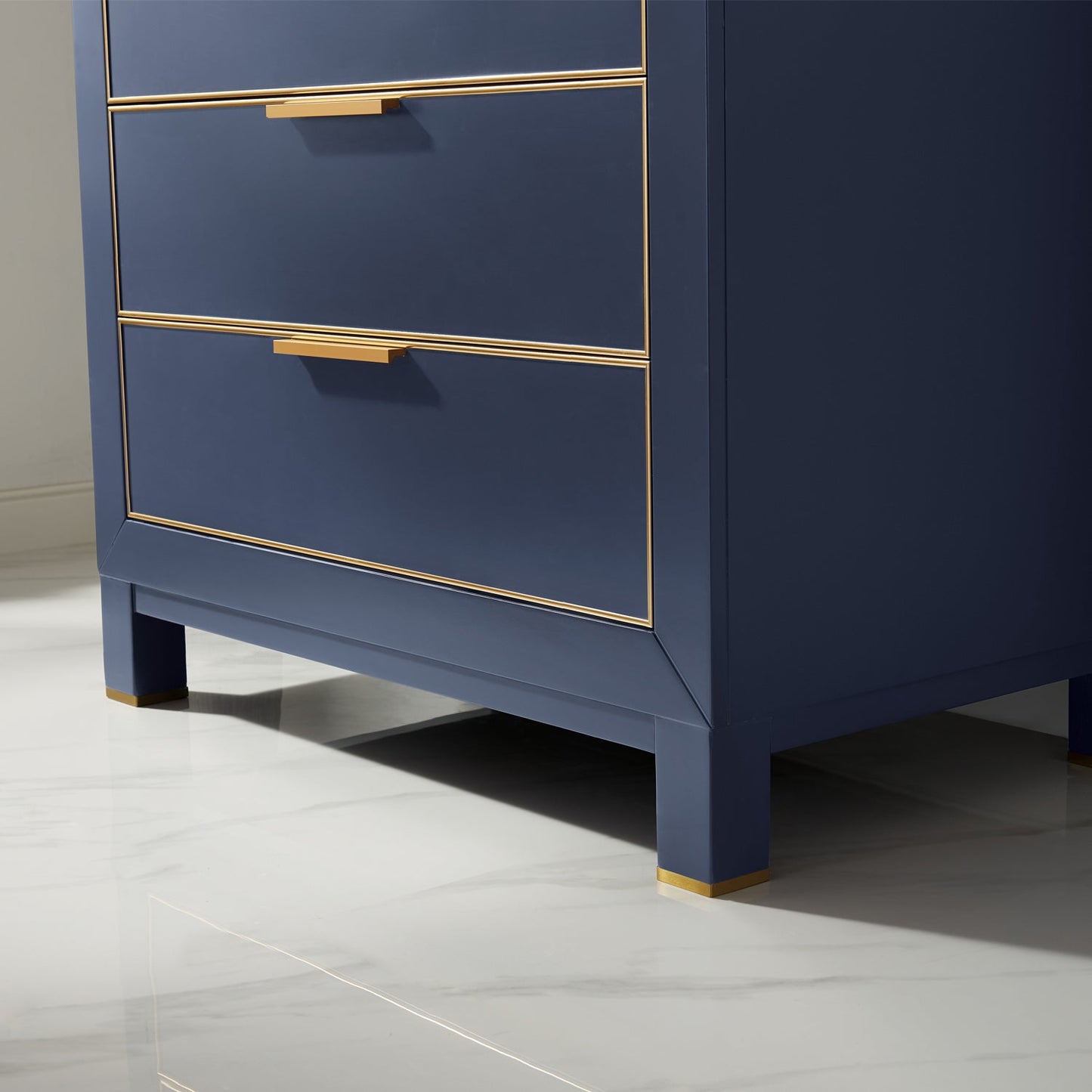 Jackson 36" Single Bathroom Vanity Set in Royal Blue and Aosta White Engineered Stone Countertop with Mirror