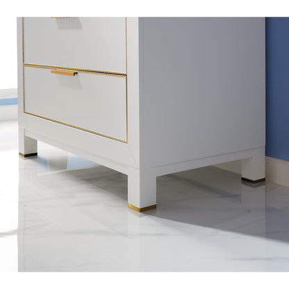 Jackson 36" Single Bathroom Vanity Set in White and Aosta White Engineered Stone Countertop without Mirror