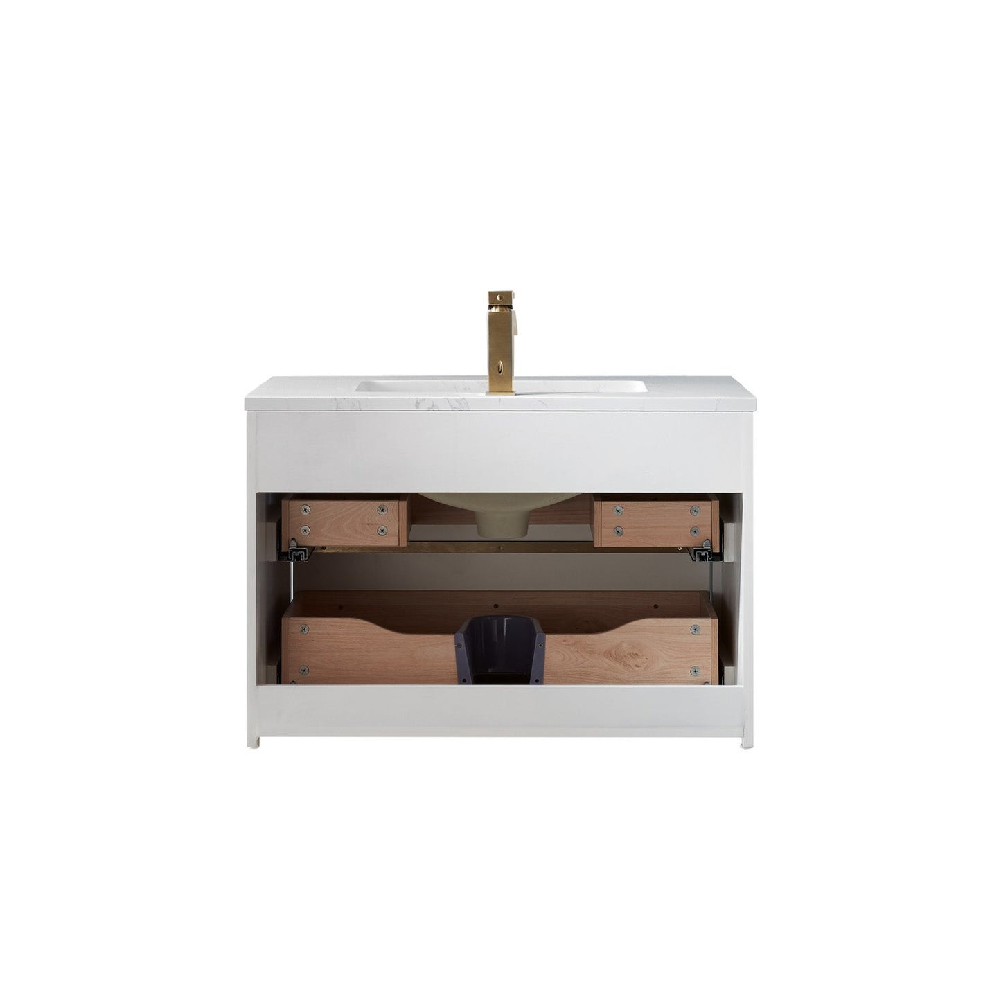 Morgan 30" Single Bathroom Vanity Set in White and Aosta White Engineered Stone Countertop without Mirror