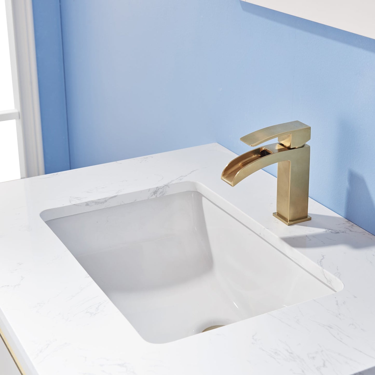 Morgan 30" Single Bathroom Vanity Set in White and Aosta White Engineered Stone Countertop without Mirror