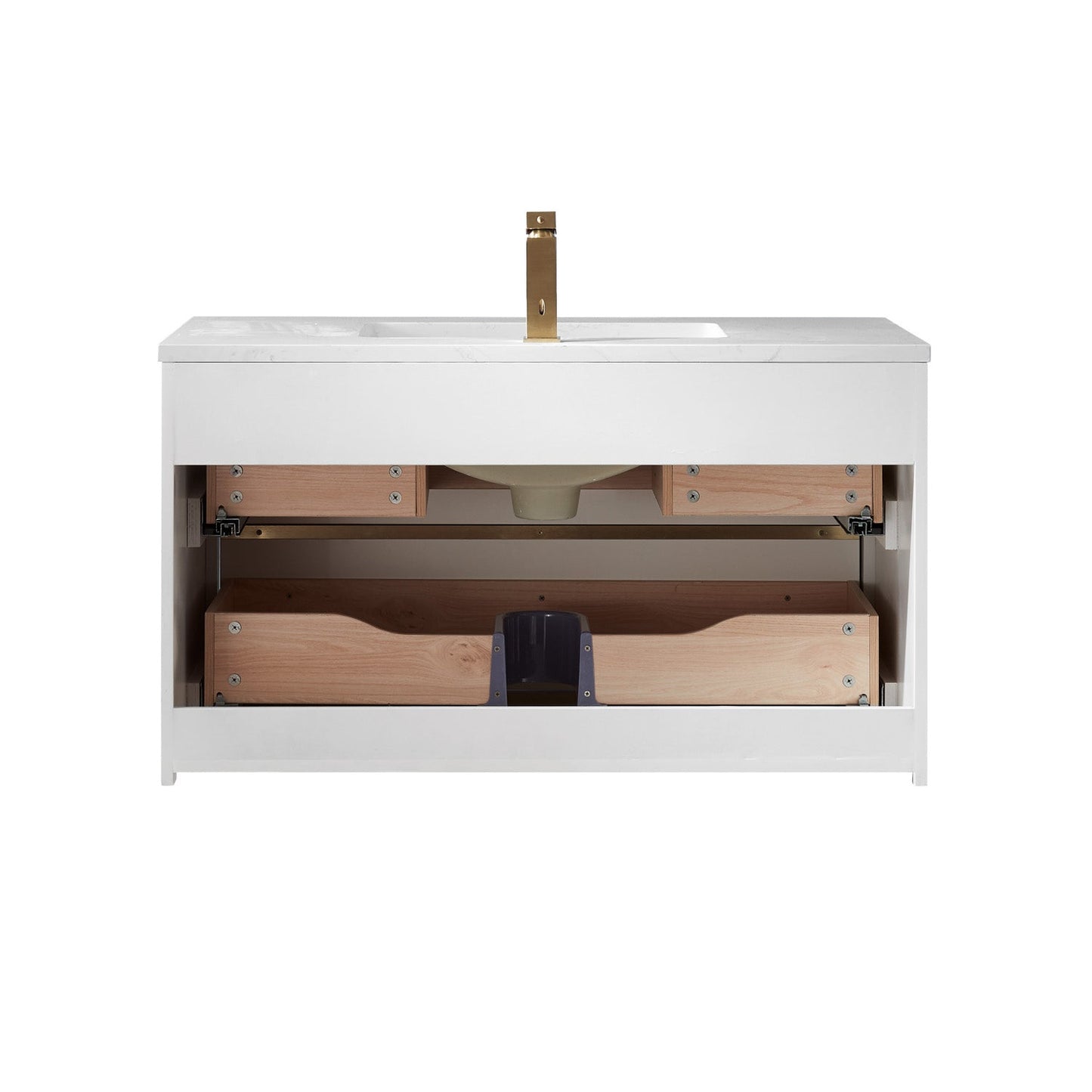 Morgan 36" Single Bathroom Vanity Set in White and Aosta White Engineered Stone Countertop without Mirror