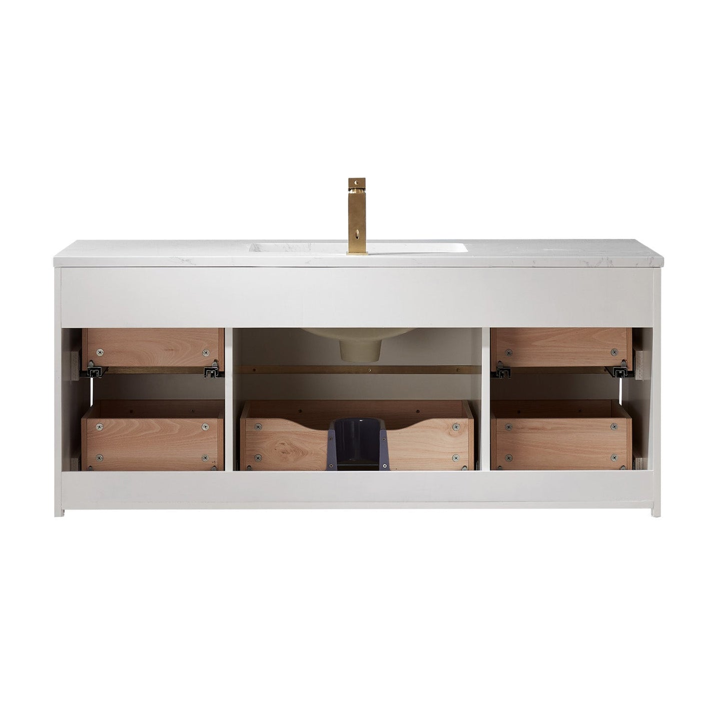 Morgan 48" Single Bathroom Vanity Set in White and Aosta White Engineered Stone Countertop without Mirror