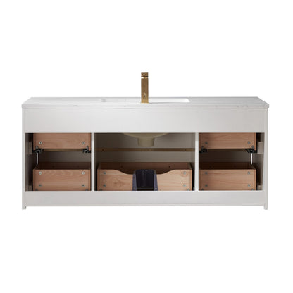 Morgan 48" Single Bathroom Vanity Set in White and Aosta White Engineered Stone Countertop without Mirror
