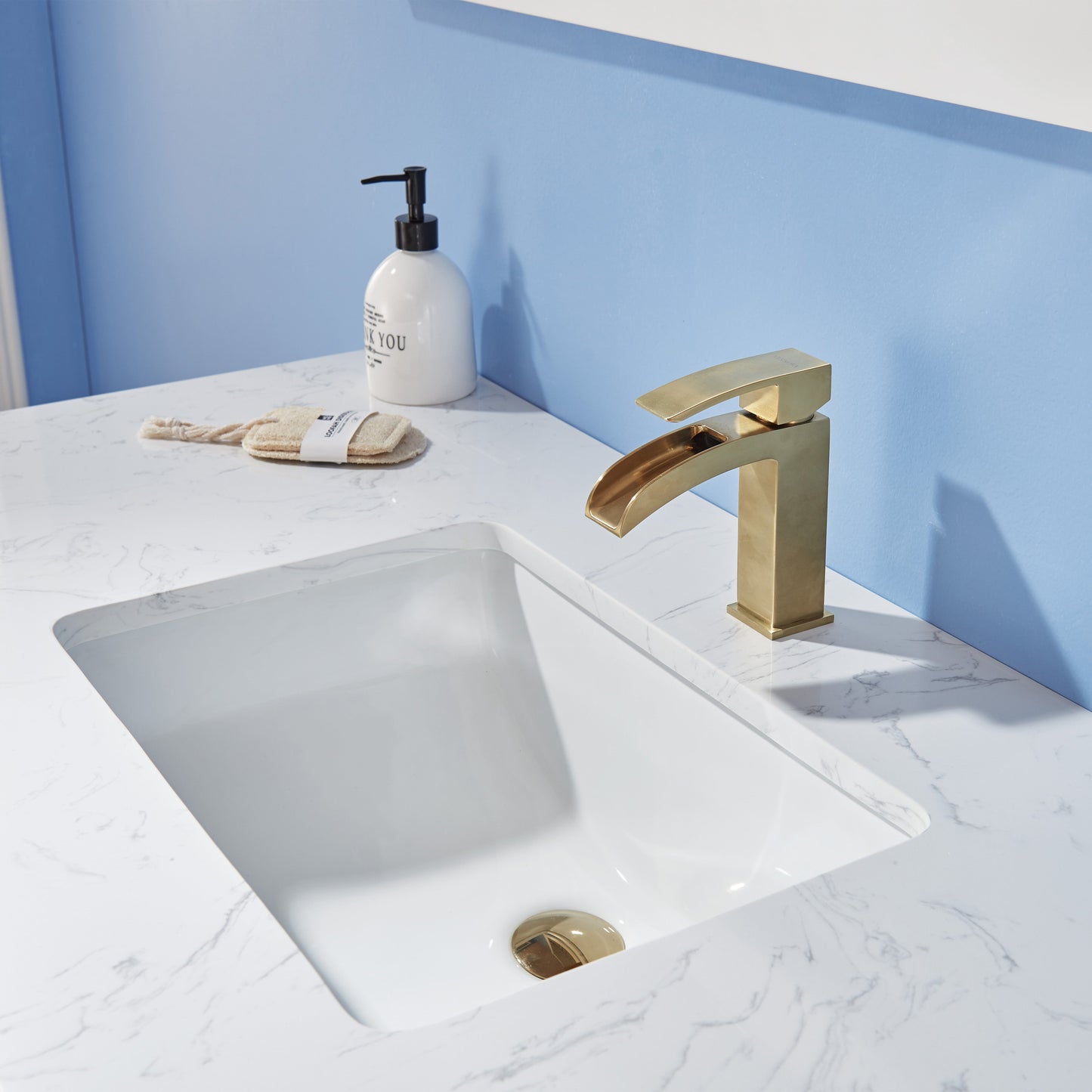 Morgan 48" Single Bathroom Vanity Set in White and Aosta White Engineered Stone Countertop without Mirror