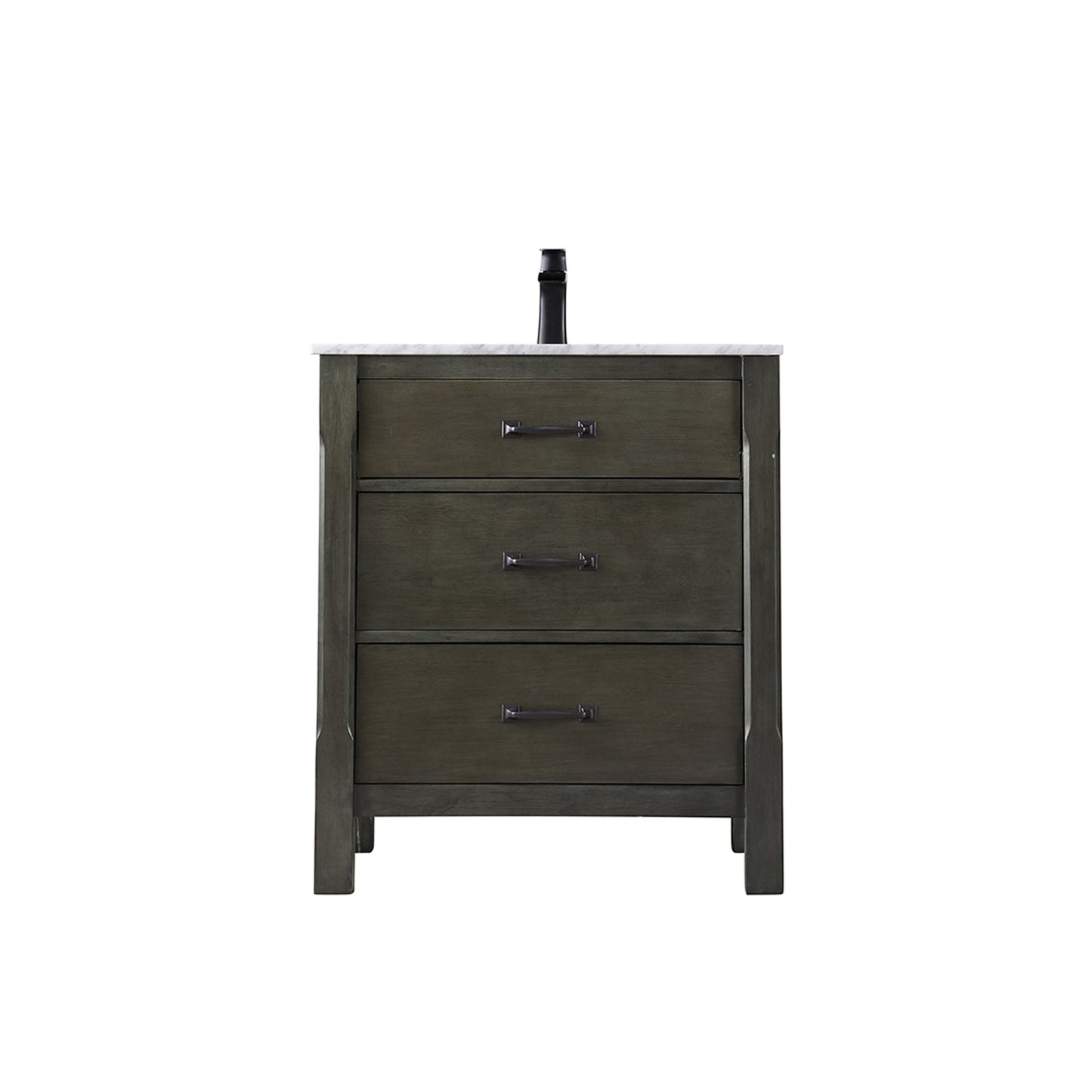 Maribella 30" Single Bathroom Vanity Set in Rust Black and Carrara White Marble Countertop without Mirror