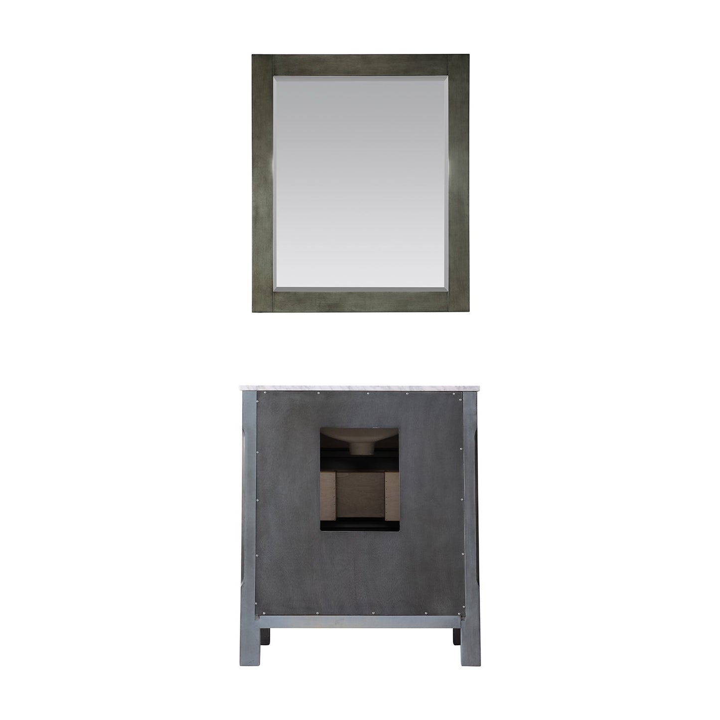 Maribella 30" Single Bathroom Vanity Set in Rust Black and Carrara White Marble Countertop with Mirror