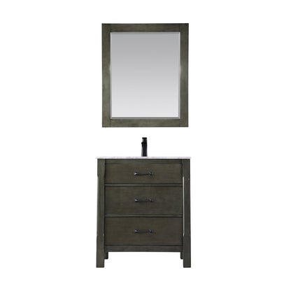 Maribella 30" Single Bathroom Vanity Set in Rust Black and Carrara White Marble Countertop with Mirror