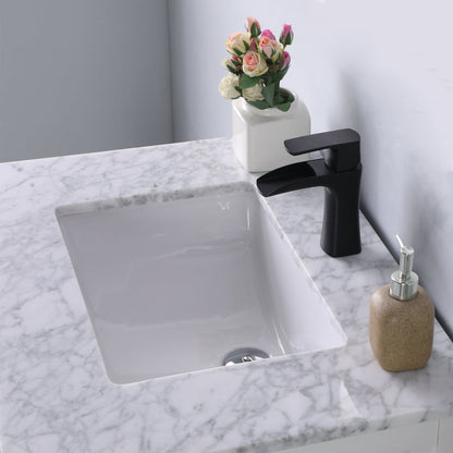 Maribella 30" Single Bathroom Vanity Set in White and Carrara White Marble Countertop without Mirror
