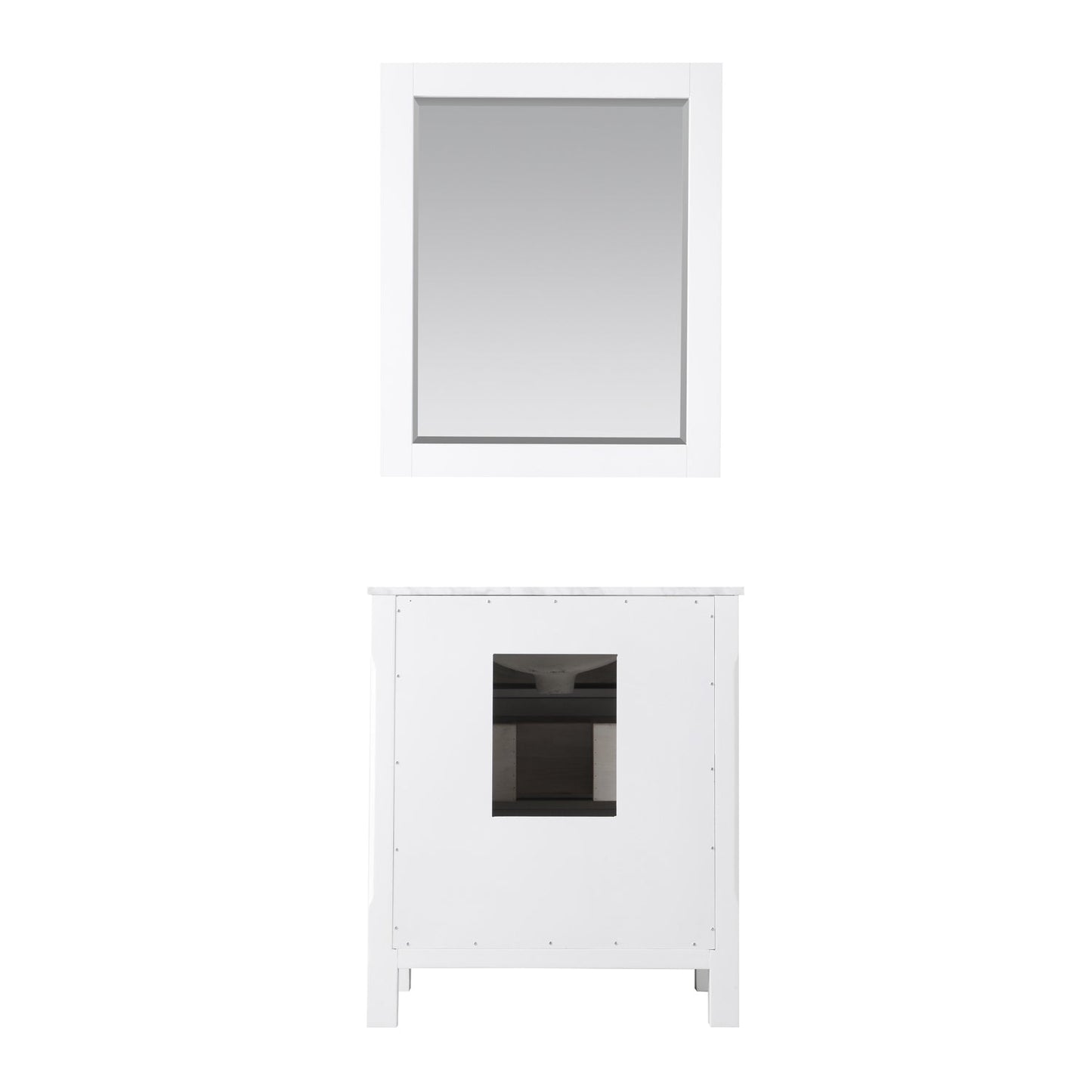 Maribella 30" Single Bathroom Vanity Set in White and Carrara White Marble Countertop with Mirror