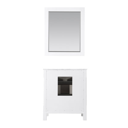 Maribella 30" Single Bathroom Vanity Set in White and Carrara White Marble Countertop with Mirror