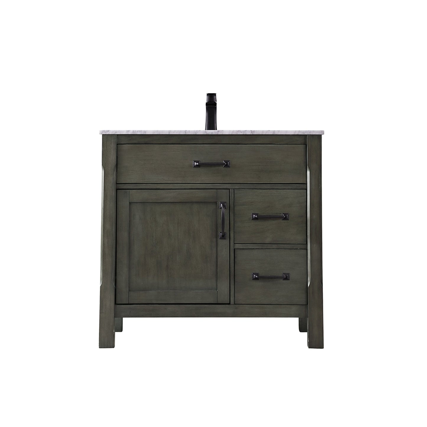 Maribella 36" Single Bathroom Vanity Set in Rust Black and Carrara White Marble Countertop without Mirror