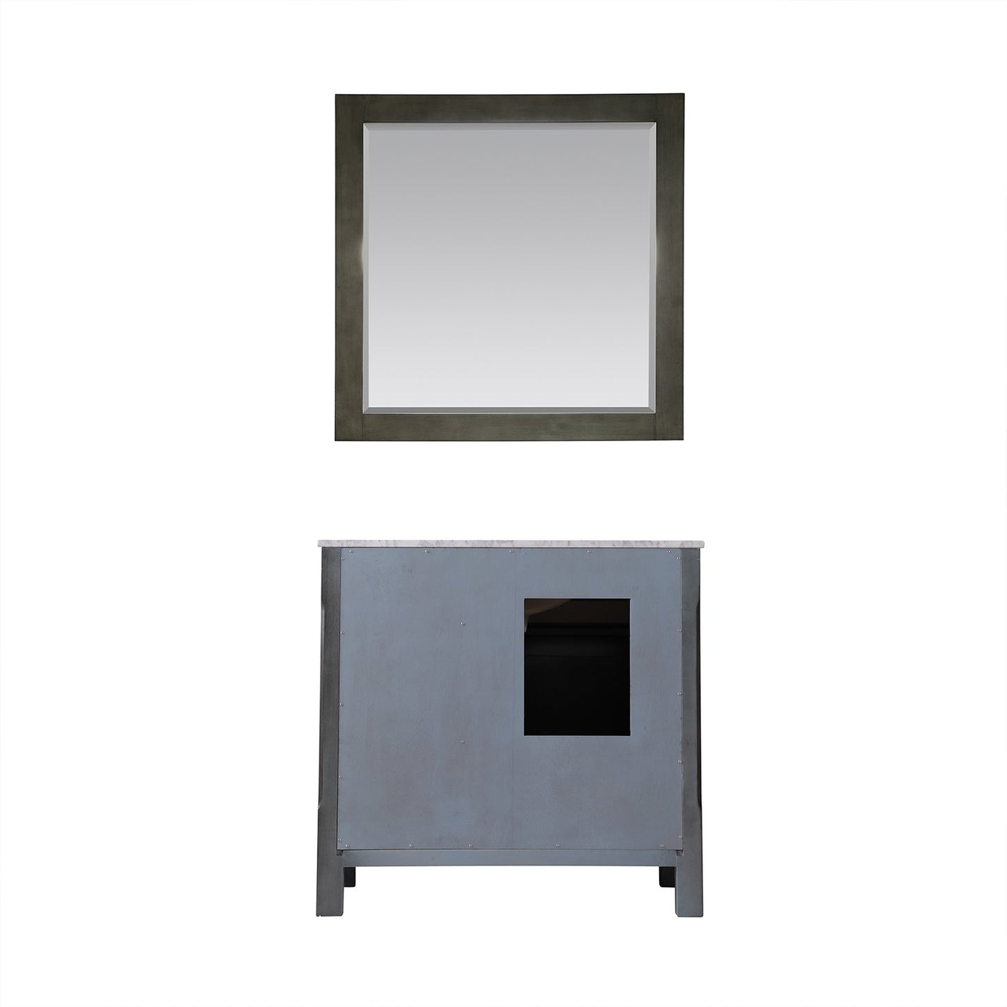 Maribella 36" Single Bathroom Vanity Set in Rust Black and Carrara White Marble Countertop with Mirror