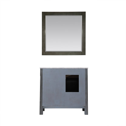 Maribella 36" Single Bathroom Vanity Set in Rust Black and Carrara White Marble Countertop with Mirror