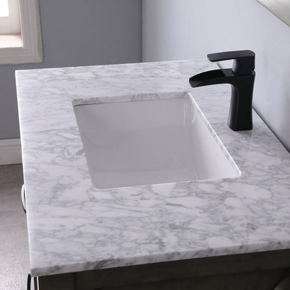 Maribella 36" Single Bathroom Vanity Set in Rust Black and Carrara White Marble Countertop with Mirror