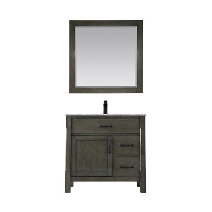 Maribella 36" Single Bathroom Vanity Set in Rust Black and Carrara White Marble Countertop with Mirror