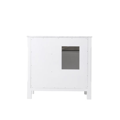 Maribella 36" Single Bathroom Vanity Set in White and Carrara White Marble Countertop without Mirror