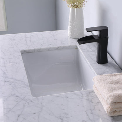 Maribella 36" Single Bathroom Vanity Set in White and Carrara White Marble Countertop without Mirror