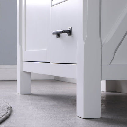 Maribella 36" Single Bathroom Vanity Set in White and Carrara White Marble Countertop without Mirror