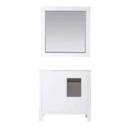 Maribella 36" Single Bathroom Vanity Set in White and Carrara White Marble Countertop with Mirror