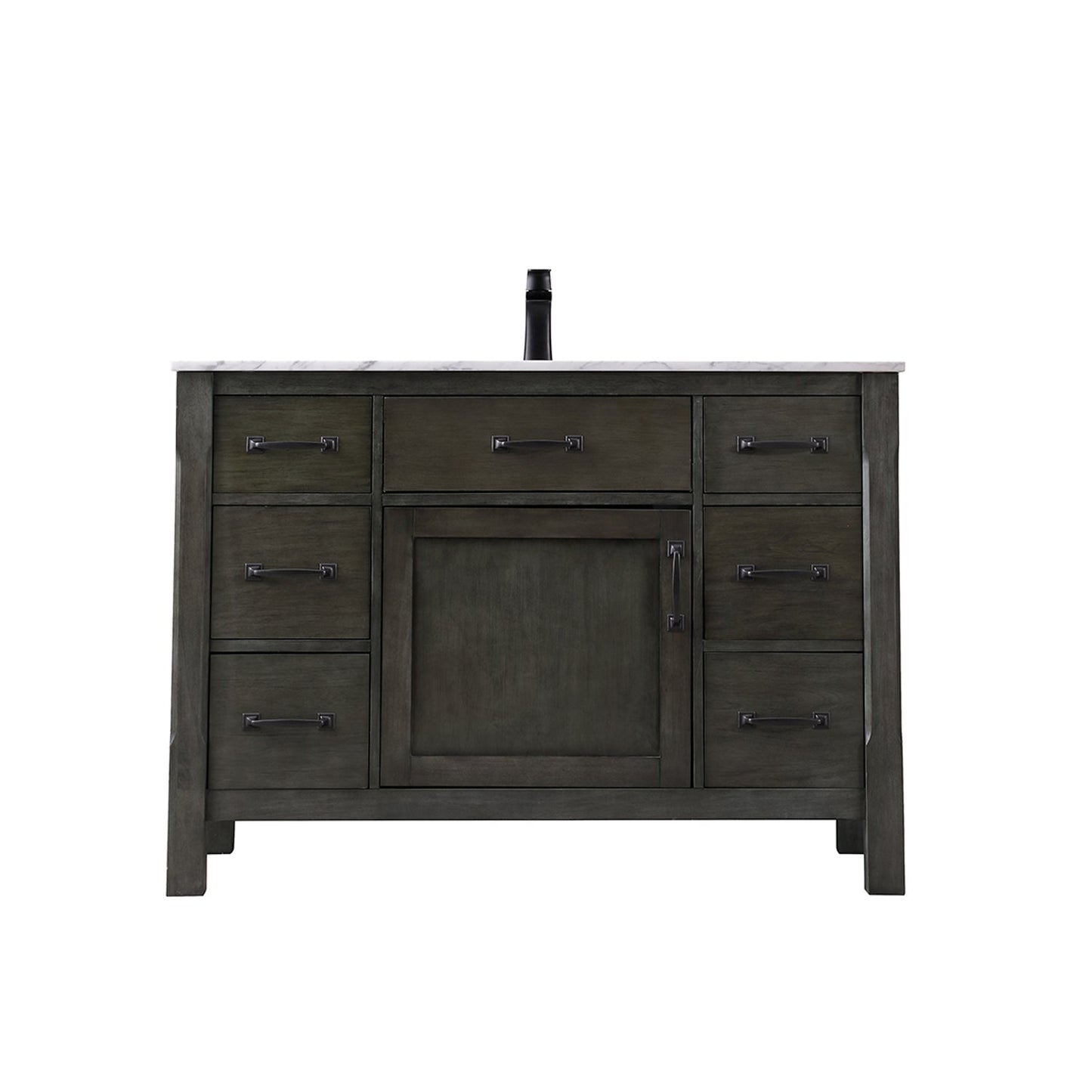 Maribella 48" Single Bathroom Vanity Set in Rust Black and Carrara White Marble Countertop without Mirror
