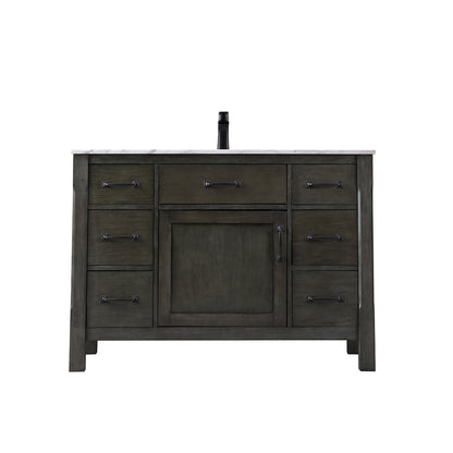Maribella 48" Single Bathroom Vanity Set in Rust Black and Carrara White Marble Countertop without Mirror