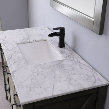 Maribella 48" Single Bathroom Vanity Set in Rust Black and Carrara White Marble Countertop without Mirror