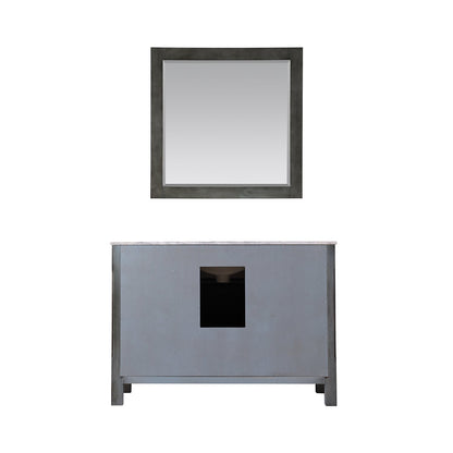 Maribella 48" Single Bathroom Vanity Set in Rust Black and Carrara White Marble Countertop with Mirror