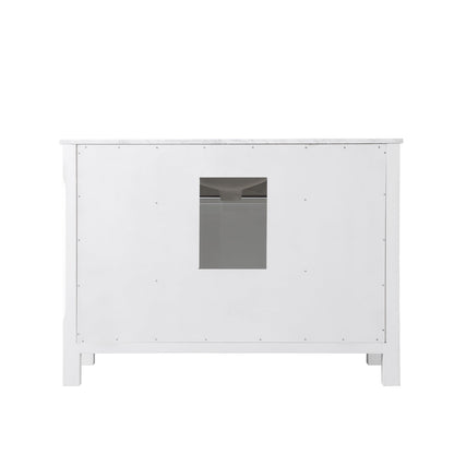 Maribella 48" Single Bathroom Vanity Set in White and Carrara White Marble Countertop without Mirror