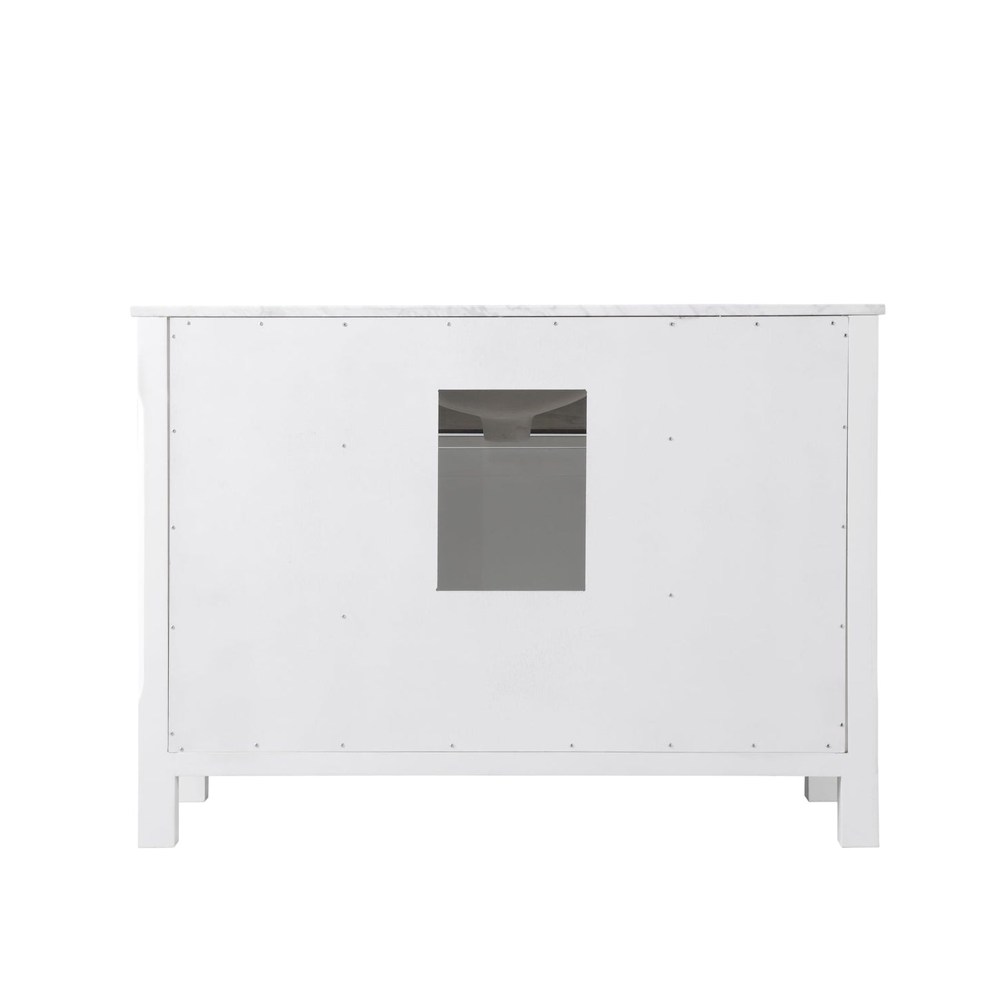 Maribella 48" Single Bathroom Vanity Set in White and Carrara White Marble Countertop with Mirror