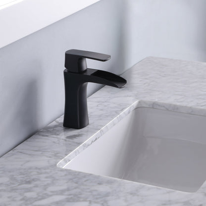 Maribella 48" Single Bathroom Vanity Set in White and Carrara White Marble Countertop with Mirror