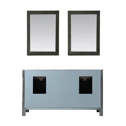 Maribella 60" Double Bathroom Vanity Set in Rust Black and Carrara White Marble Countertop with Mirror