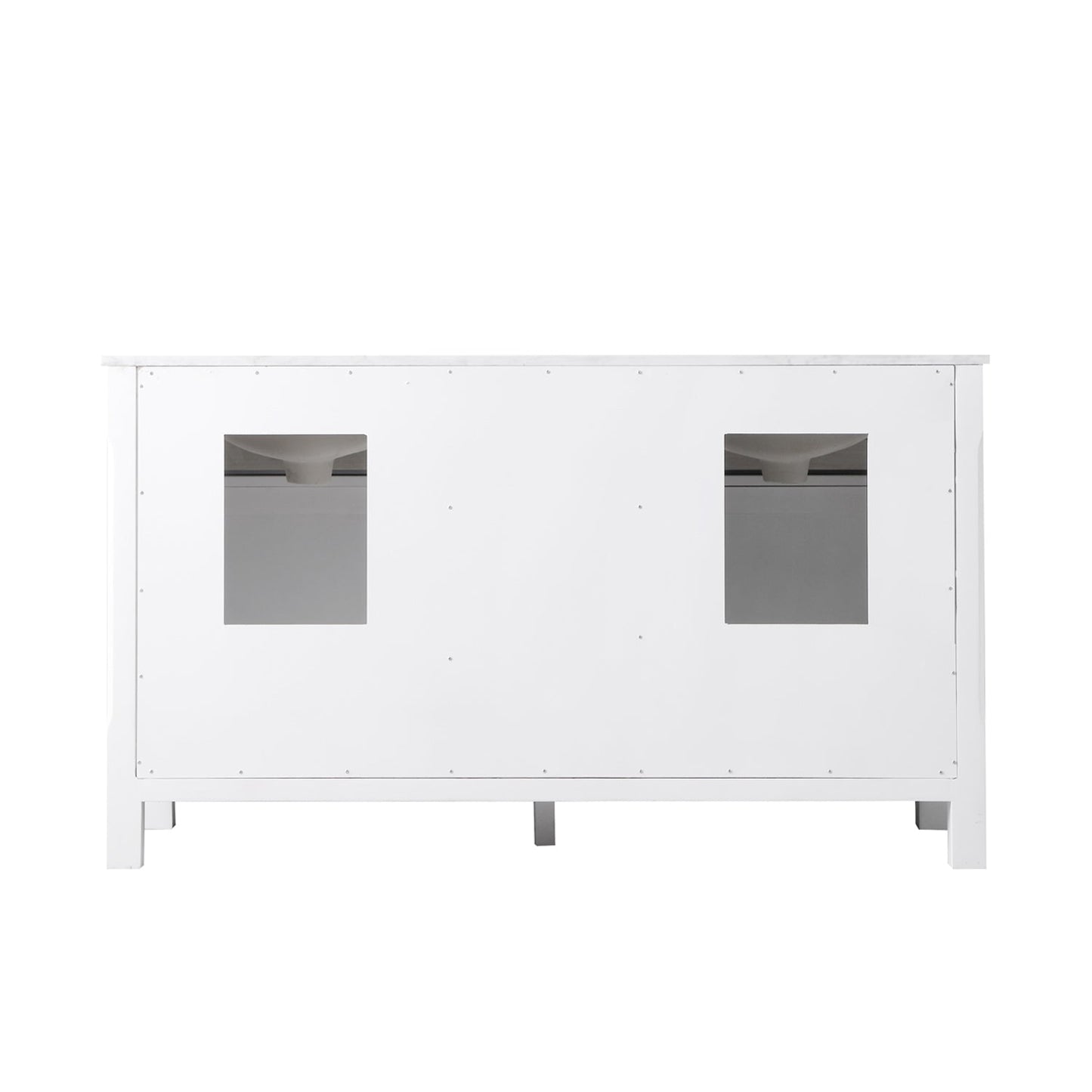 Maribella 60" Double Bathroom Vanity Set in White and Carrara White Marble Countertop without Mirror