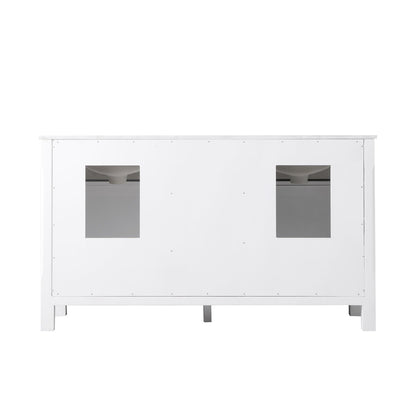 Maribella 60" Double Bathroom Vanity Set in White and Carrara White Marble Countertop without Mirror