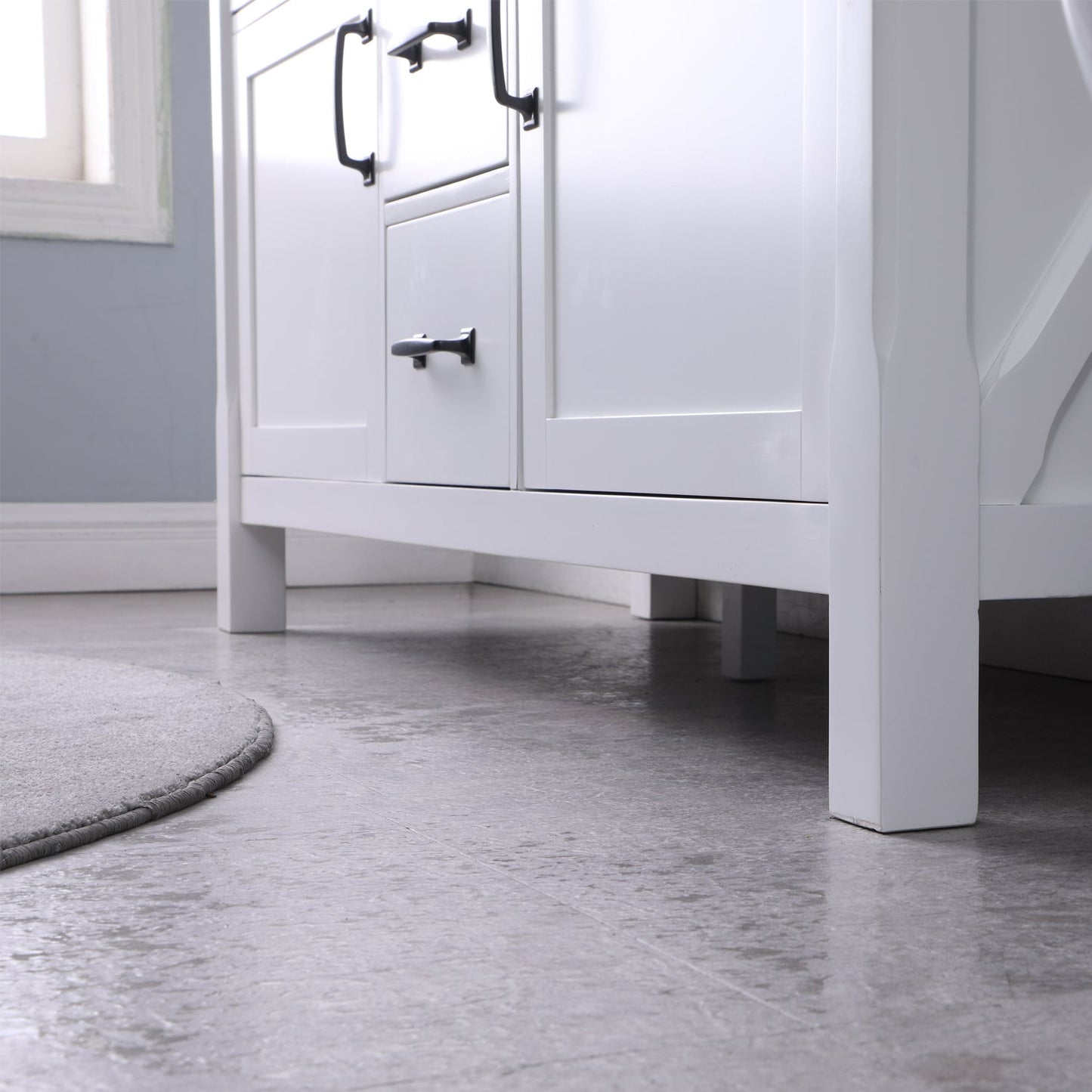 Maribella 60" Double Bathroom Vanity Set in White and Carrara White Marble Countertop without Mirror