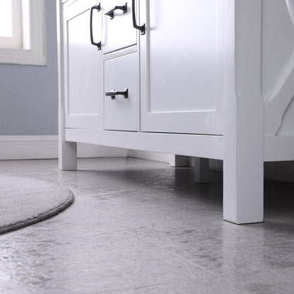 Maribella 60" Double Bathroom Vanity Set in White and Carrara White Marble Countertop without Mirror