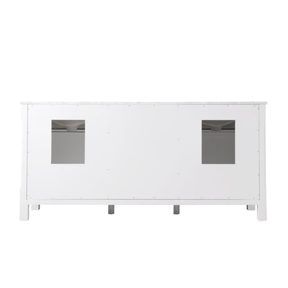Maribella 72" Double Bathroom Vanity Set in White and Carrara White Marble Countertop without Mirror