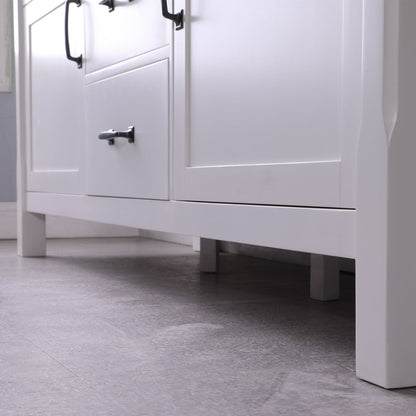 Maribella 72" Double Bathroom Vanity Set in White and Carrara White Marble Countertop without Mirror