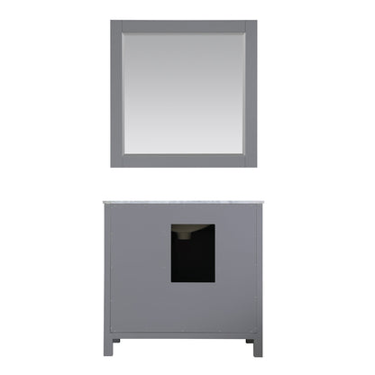 Kinsley 36" Single Bathroom Vanity Set in Gray and Carrara White Marble Countertop with Mirror