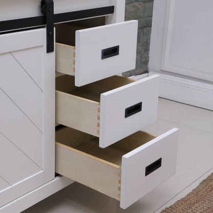 Kinsley 36" Single Bathroom Vanity Set in White and Carrara White Marble Countertop with Mirror