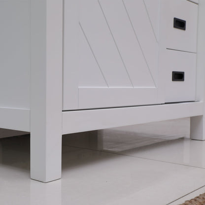 Kinsley 36" Single Bathroom Vanity Set in White and Carrara White Marble Countertop with Mirror