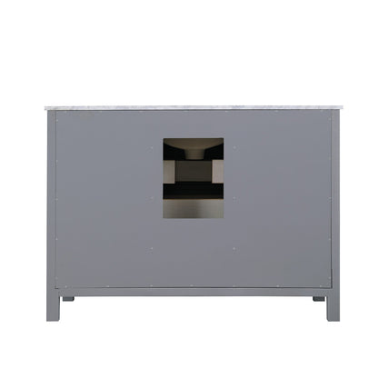 Kinsley 48" Single Bathroom Vanity Set in Gray and Carrara White Marble Countertop without Mirror
