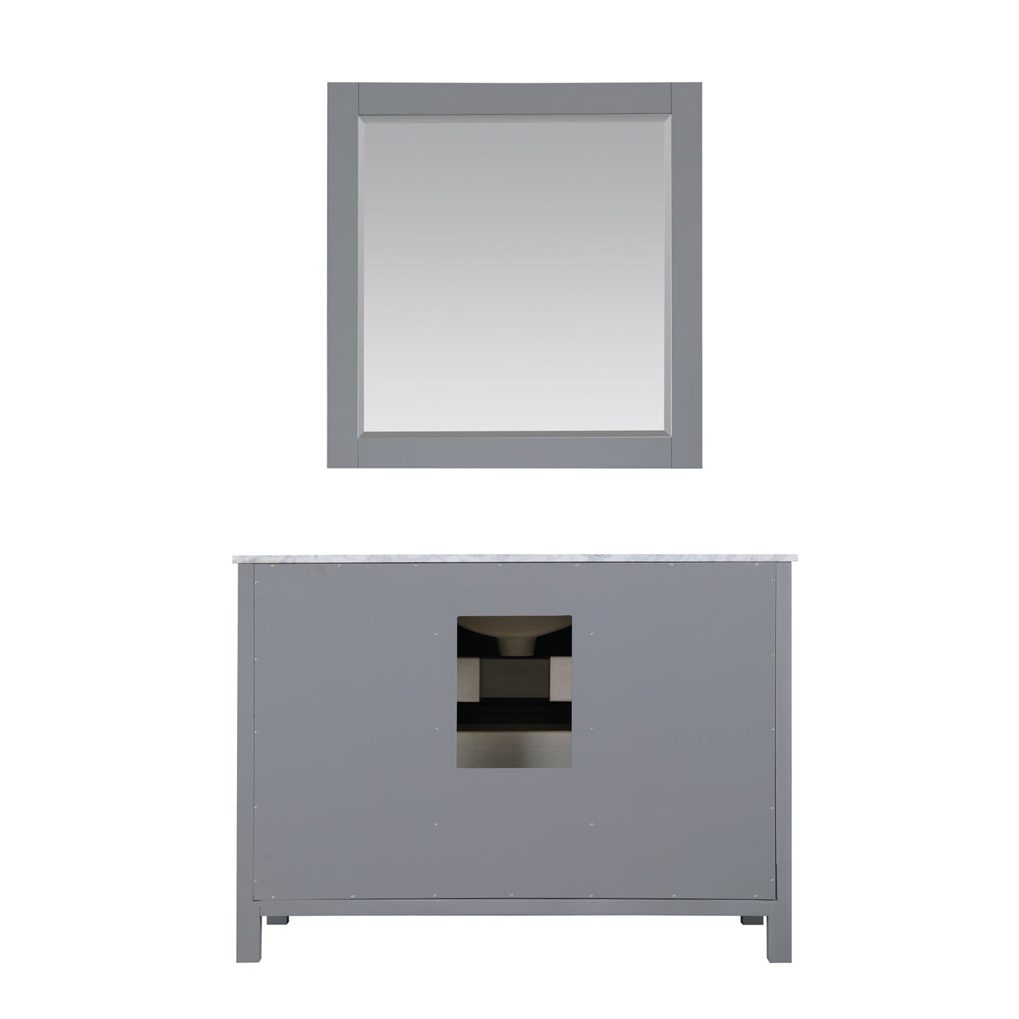 Kinsley 48" Single Bathroom Vanity Set in Gray and Carrara White Marble Countertop with Mirror